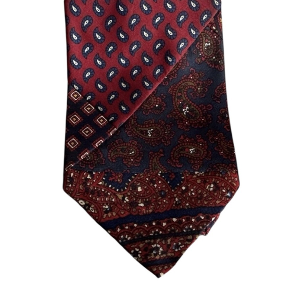 Robert Talbott Patchwork Red & Blue Tie Long & Wi… - image 1